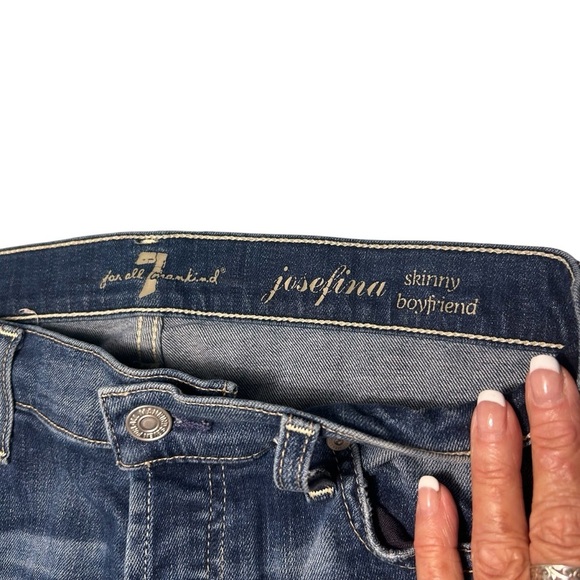 7 For All Mankind JOSEPHINA Boyfriend Stretch Distressed Jeans Size 26 - Picture 11 of 14